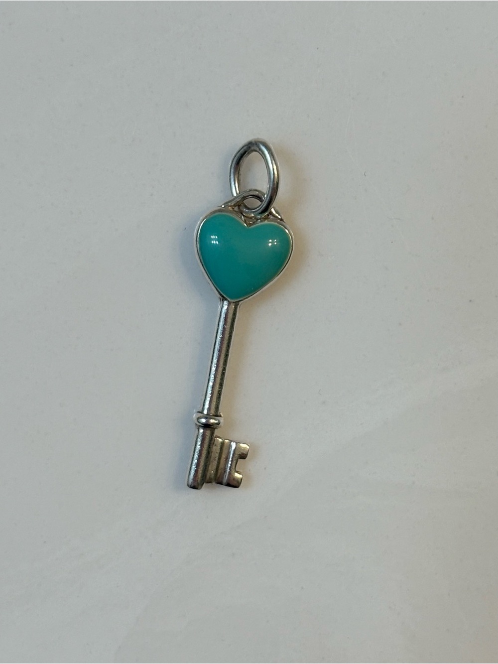 Tiffany & Co. Blue Enamel Sterling Silver Heart Key Pendant